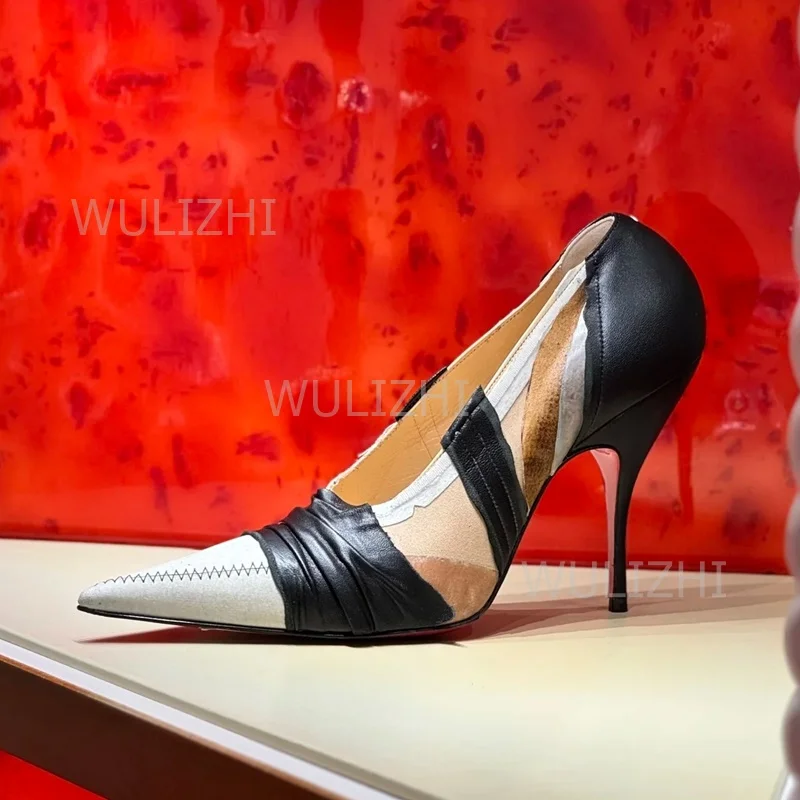 Black White Leather Striped Riband Pump Women Pointed Khaki Graffiti Plaid Stiletto Sandals Summer Red Luxury Heels Weave Shoes
Black White Leather Striped Riband Pump Women Pointed Khaki Graffiti Plaid Stiletto Sandals Summer Red Luxury Heels Weave Shoes