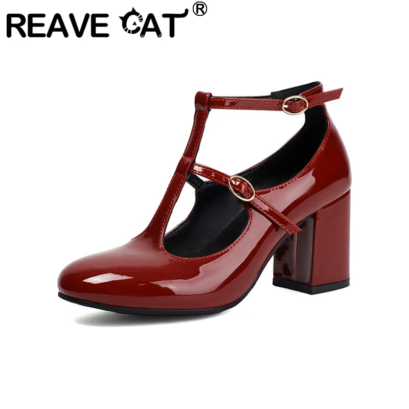REAVE CAT 2025 Женские туфли-лодочки с круглым носком на массивном каблуке 7 см Т-образный ремешок с пряжкой Большой размер 41 42 43 US12 Милые туфли Зеленый Красный Черный
REAVE CAT 2025 Женские туфли-лодочки с круглым носком на массивном каблуке 7 см Т-образный ремешок с пряжкой Большой размер 41 42 43 US12 Милые туфли Зеленый Красный Черный
