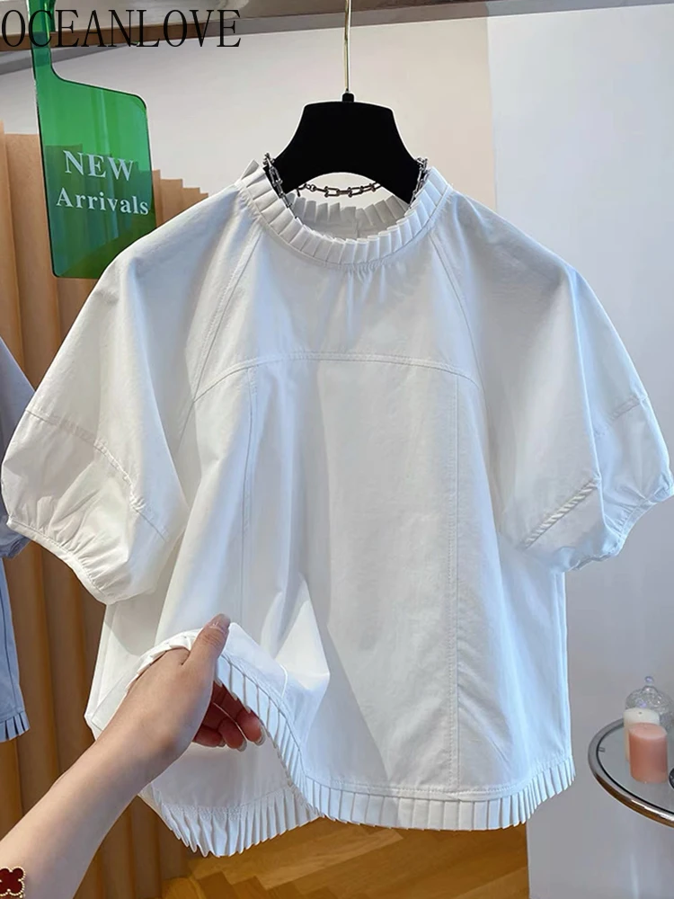 OCEANLOVE Solid T Shirt for Women Spring Summer Folds Korean Fashion Simple Ropa De Mujer Casual Short Sleeve T-shirts
OCEANLOVE Solid T Shirt for Women Spring Summer Folds Korean Fashion Simple Ropa De Mujer Casual Short Sleeve T-shirts