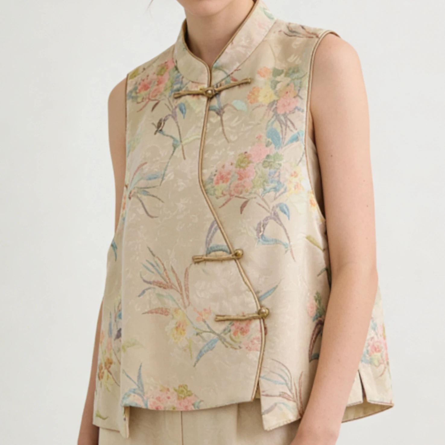 New Chinese Style Buckle National Style Single-breasted Flower Print Vest Female Spring New High Fashion Young Chic Vest Coat
New Chinese Style Buckle National Style Single-breasted Flower Print Vest Female Spring New High Fashion Young Chic Vest Coat
