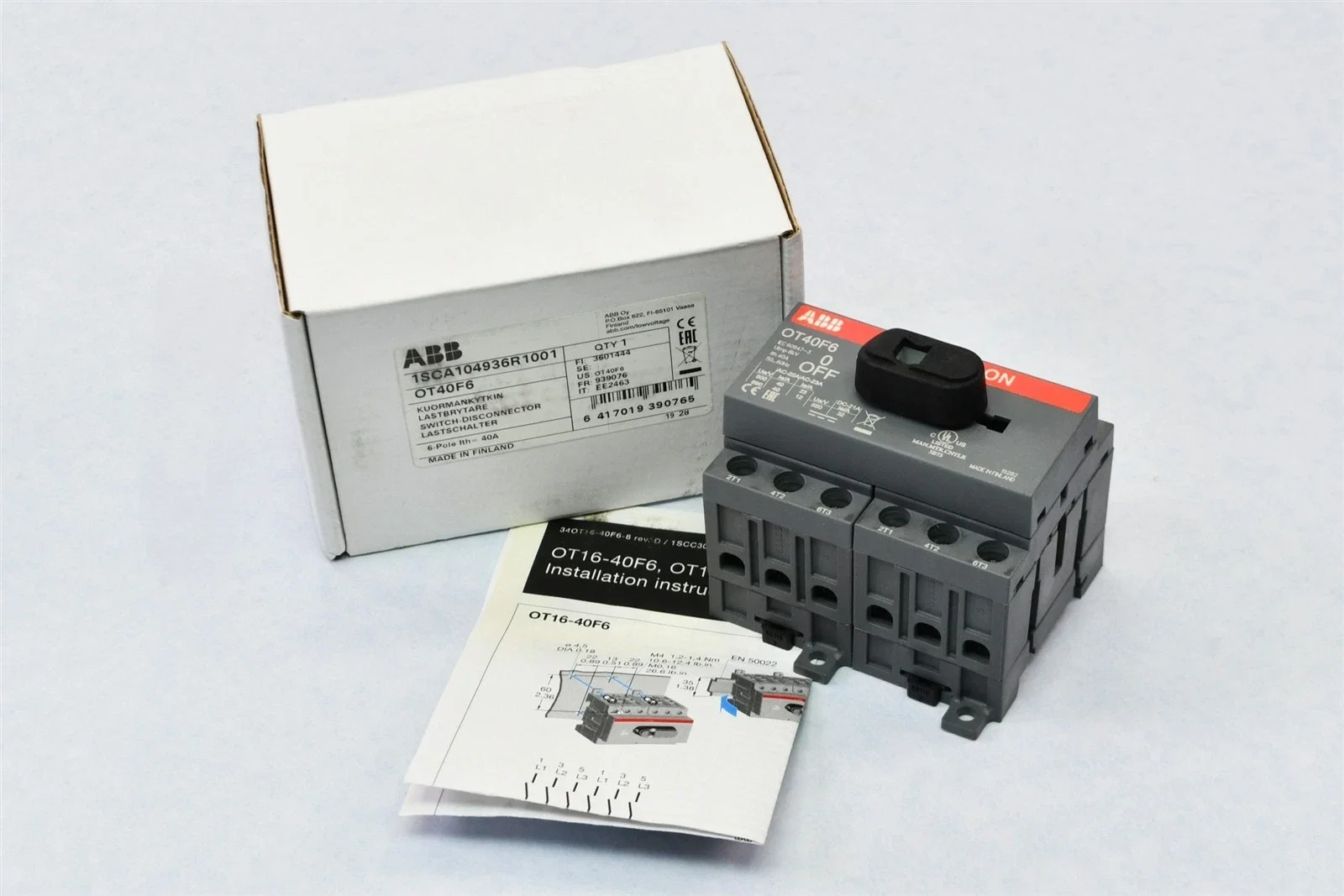 OT40F6 10092072 1SCA104936R1001 disconnector switch
OT40F6 10092072 1SCA104936R1001 disconnector switch