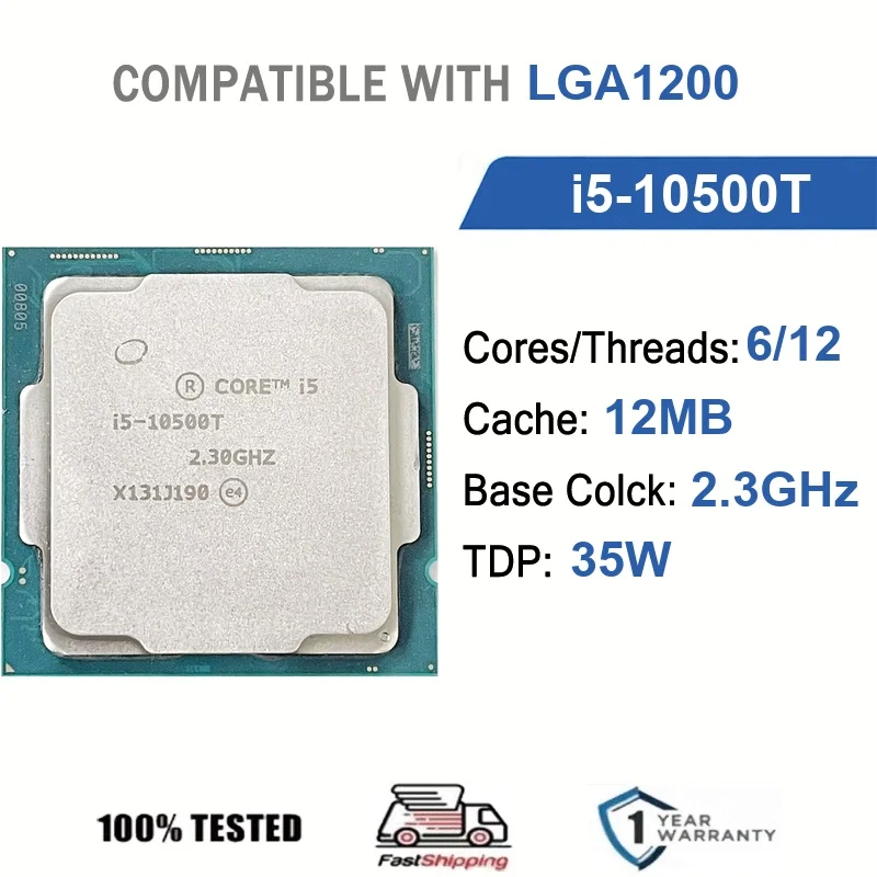 Intel Core i5-10500T 6 Core 12 Thread 2.3GHz 35W 12MB Cache 14nm Comet Lake-S DDR4-2666 MHz SRJ49 LGA1200 UHD Graphics 630
Intel Core i5-10500T 6 Core 12 Thread 2.3GHz 35W 12MB Cache 14nm Comet Lake-S DDR4-2666 MHz SRJ49 LGA1200 UHD Graphics 630