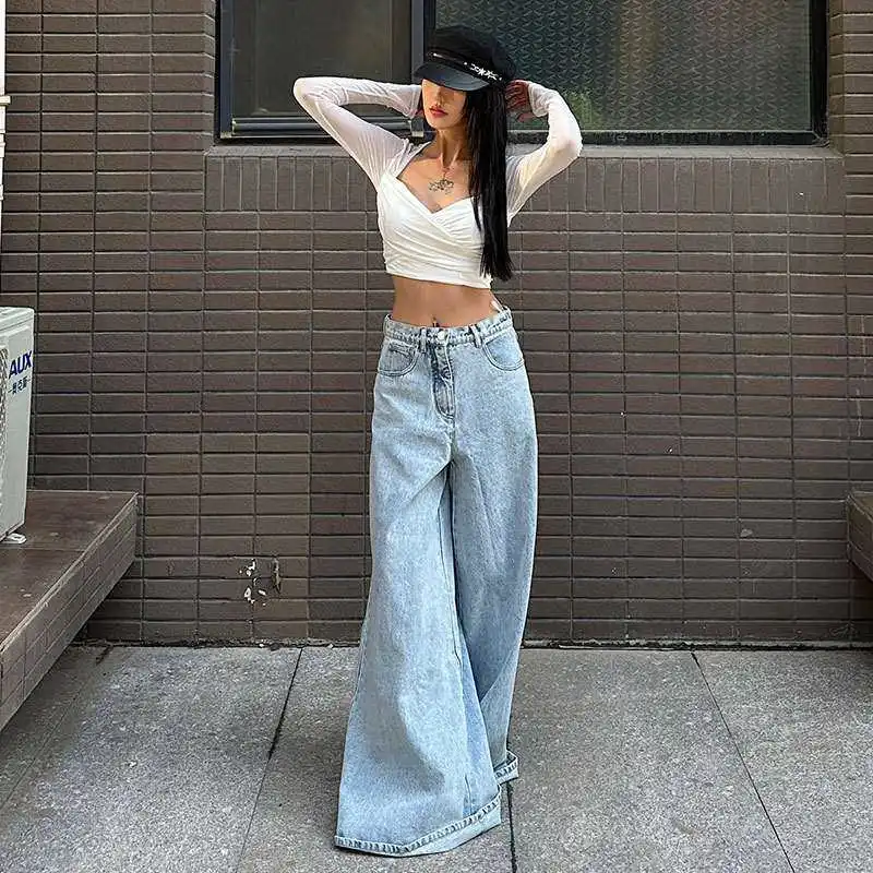 Ai Qingxin, широкие джинсы с высокой талией, синие женские джинсы Cleanfit Sle среднего возраста, большие размеры, средняя эластичная прямая штанина
Ai Qingxin, широкие джинсы с высокой талией, синие женские джинсы Cleanfit Sle среднего возраста, большие размеры, средняя эластичная прямая штанина