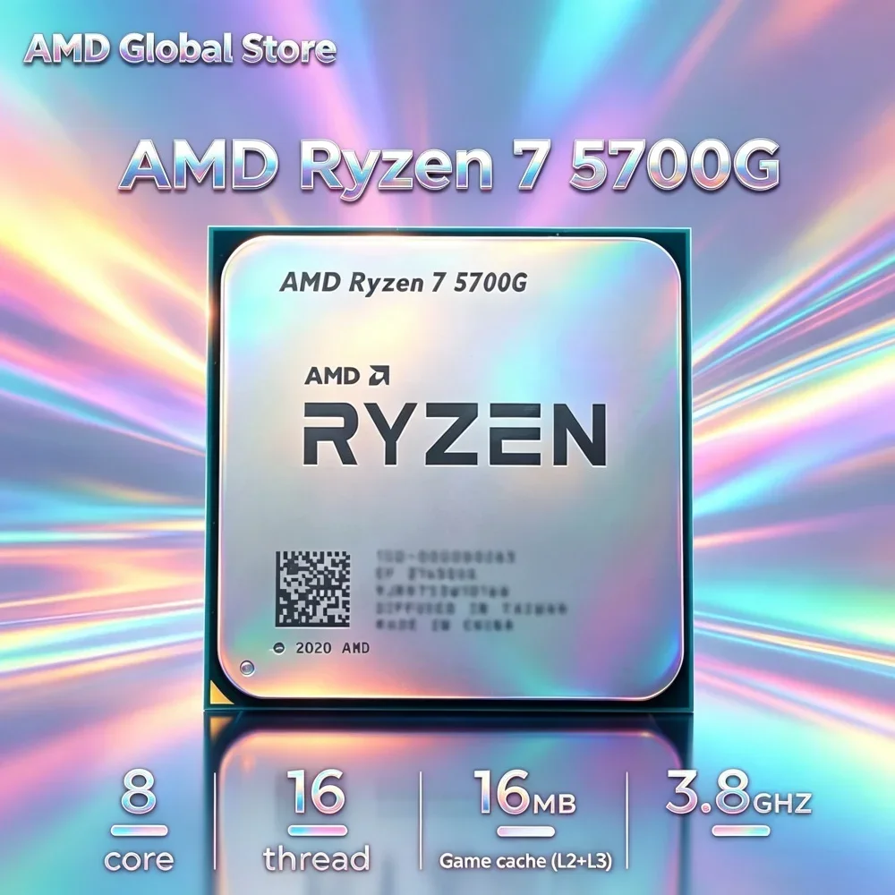 AMD Ryzen 7 5700G New Desktop CPU, 8C16T 3.8GHz/4.6GHz, 16MB L3, 7nm Zen3, AM4 DDR4 65W, Without Package No Cooler
AMD Ryzen 7 5700G New Desktop CPU, 8C16T 3.8GHz/4.6GHz, 16MB L3, 7nm Zen3, AM4 DDR4 65W, Without Package No Cooler