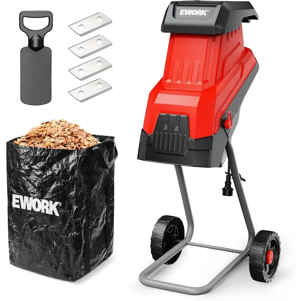 EWORK 15-Amp Electric Wood Chipper Shredder, 15:1 High Reduction Ratio with 4 Steel Blades Included, 1.77 Inch acity, Garden Mul
EWORK 15-Amp Electric Wood Chipper Shredder, 15:1 High Reduction Ratio with 4 Steel Blades Included, 1.77 Inch acity, Garden Mul