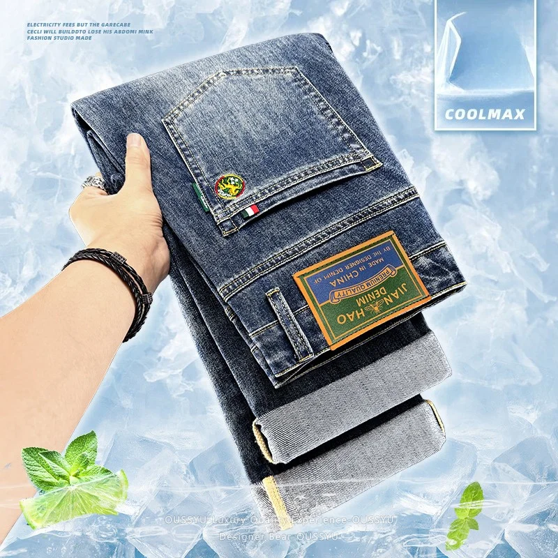 Luxury Feeling Spring Summer Mens Jeans Embroidery Straight Cotton Denim Pants Work Slim Trousers Man Plus Size 40 Good Quality
Luxury Feeling Spring Summer Mens Jeans Embroidery Straight Cotton Denim Pants Work Slim Trousers Man Plus Size 40 Good Quality