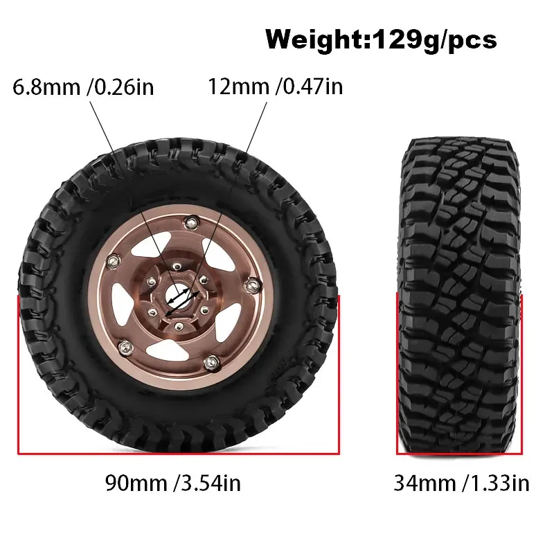 1.9" Beadlock Rubber Wheel Rims+Tires OD 90mm 12mm Hex for MJX H12Y MN128 MN82 1/12 RC Crawler Upgrade
1.9" Beadlock Rubber Wheel Rims+Tires OD 90mm 12mm Hex for MJX H12Y MN128 MN82 1/12 RC Crawler Upgrade