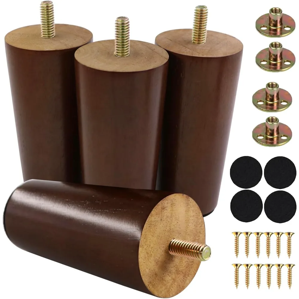 4 Inches Round Solid Wood Furniture Legs Set of 4, Brown Wooden Replacement Feet with Threaded 5/16'' Hanger Bolts for Sofa, Cou
4 Inches Round Solid Wood Furniture Legs Set of 4, Brown Wooden Replacement Feet with Threaded 5/16'' Hanger Bolts for Sofa, Cou