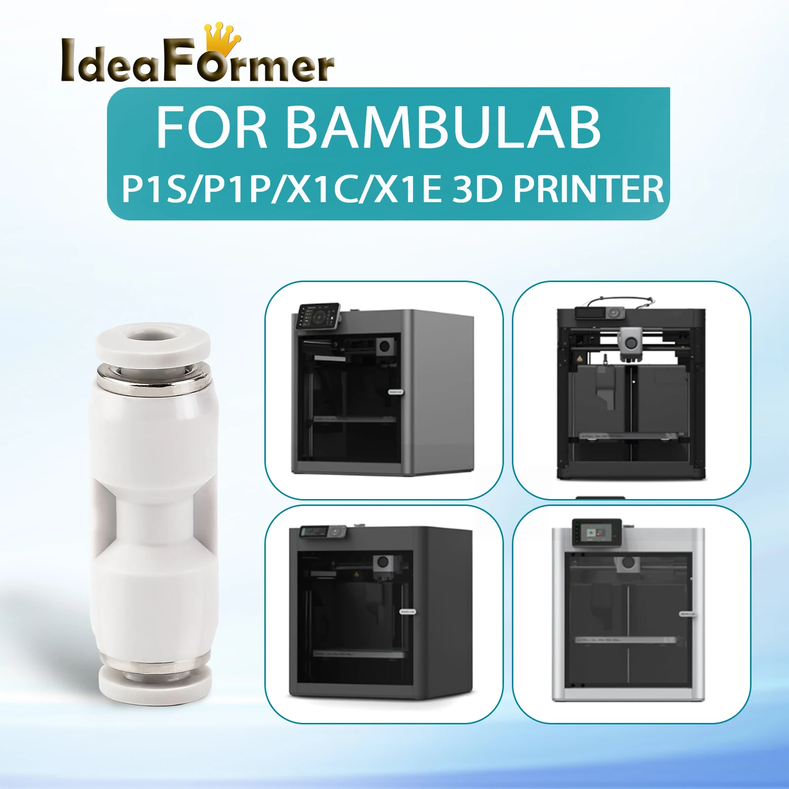 For Bambu Lab X1 X1C X1E P1P P1S A1 PTFE Tube Connector Pneumatic Bambulab Ptfe Fitting PTFE Tube Connector 3D Printer Accessory
For Bambu Lab X1 X1C X1E P1P P1S A1 PTFE Tube Connector Pneumatic Bambulab Ptfe Fitting PTFE Tube Connector 3D Printer Accessory