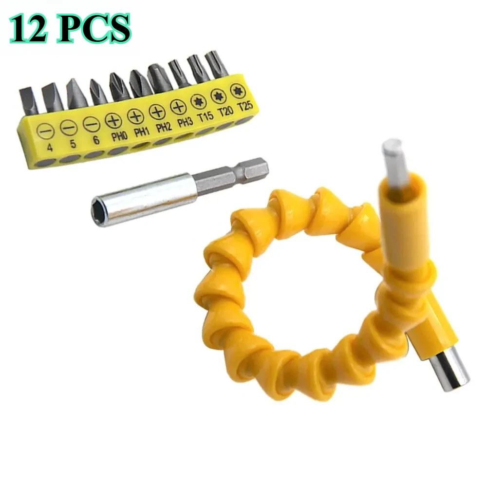 10pcs Strip Screwdriver Bit 60mm Hex Shank Extension Rod 300mm Yellow Universal Flexible Shaft Hand Tool Set
10pcs Strip Screwdriver Bit 60mm Hex Shank Extension Rod 300mm Yellow Universal Flexible Shaft Hand Tool Set