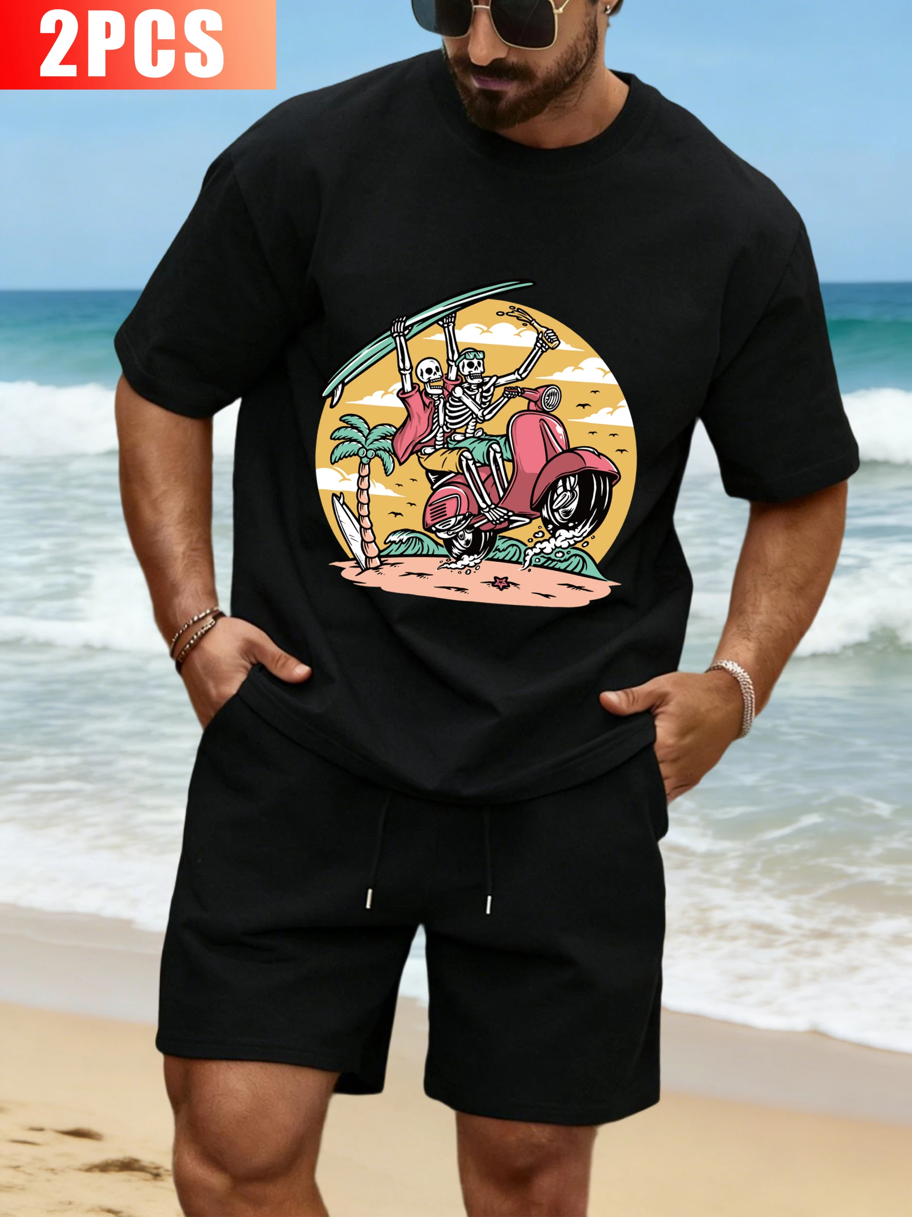 Car Skeletons Stylized Coconut Tree T Shirt Suit Man O-Neck Cotton T-Shirts Summer Fashion Wide-Leg Shorts Unisex Loose Tee
Car Skeletons Stylized Coconut Tree T Shirt Suit Man O-Neck Cotton T-Shirts Summer Fashion Wide-Leg Shorts Unisex Loose Tee