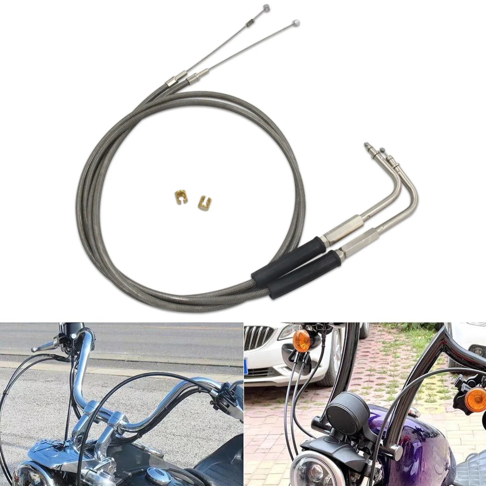 Stainless Steel Throttle and Idle Cable Set fits for Harley 42" 56579-02A
Stainless Steel Throttle and Idle Cable Set fits for Harley 42" 56579-02A