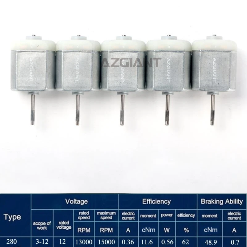 5PCS 20mm Micro Long Shaft Carbon Brush FC280 High Torque Permanent Magnet Engine Motor Car Lock Block DC 12V 9800 Rpm Durable
5PCS 20mm Micro Long Shaft Carbon Brush FC280 High Torque Permanent Magnet Engine Motor Car Lock Block DC 12V 9800 Rpm Durable