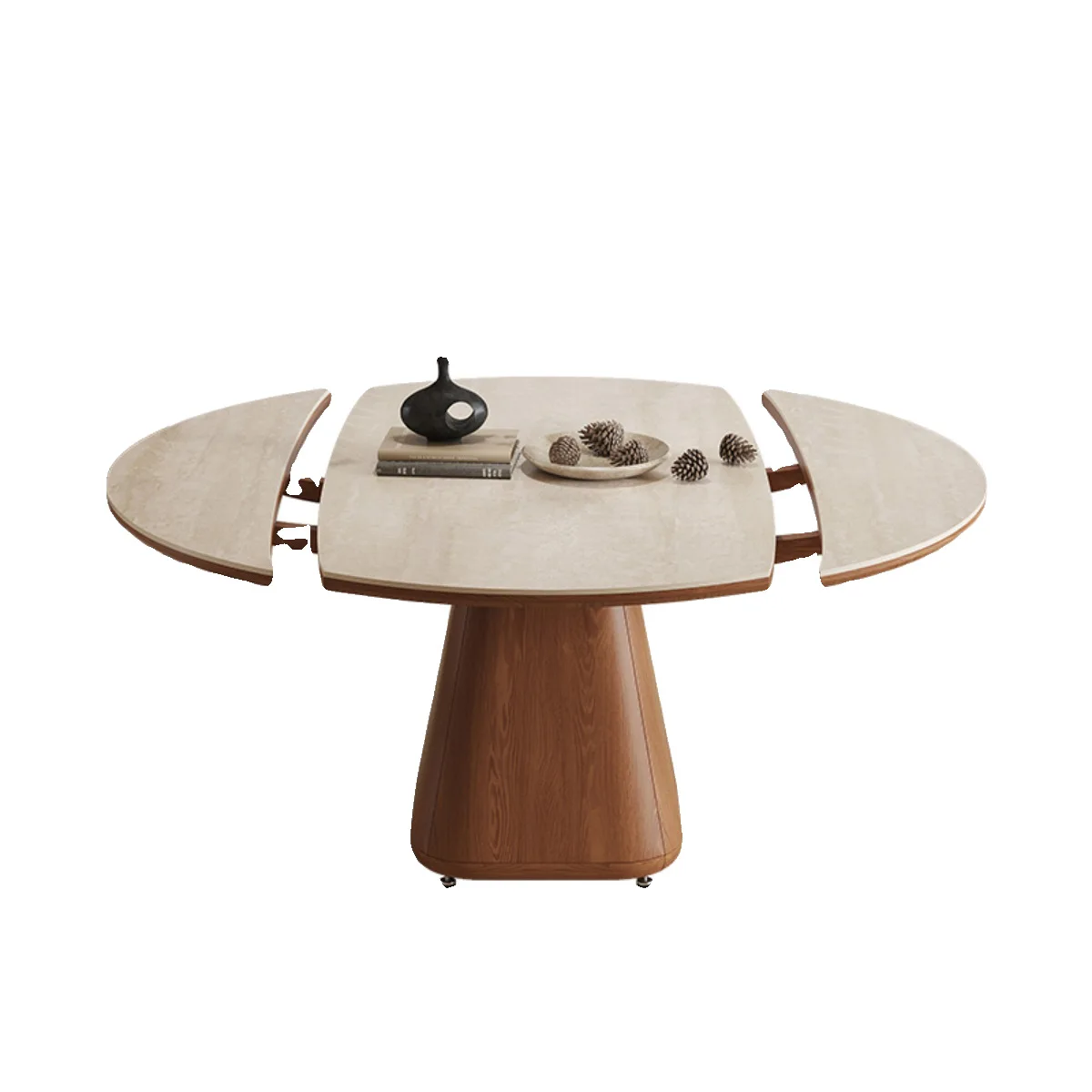 Solid wood square becomes round dual-purpose travertine rock slab retractable dining table modern and simple
Solid wood square becomes round dual-purpose travertine rock slab retractable dining table modern and simple