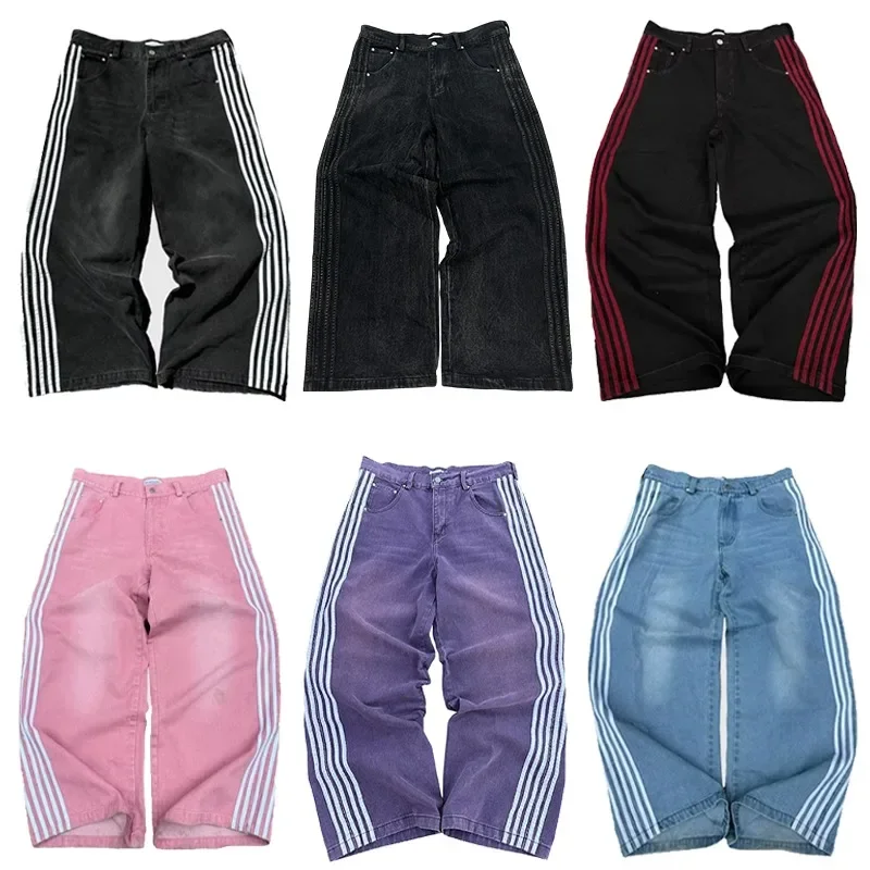Y2K Baggy Jeans Harajuku Striped Embroidered high quality vintage streetwear Hip Hop goth men women wide Casual leg Denim Pants
Y2K Baggy Jeans Harajuku Striped Embroidered high quality vintage streetwear Hip Hop goth men women wide Casual leg Denim Pants