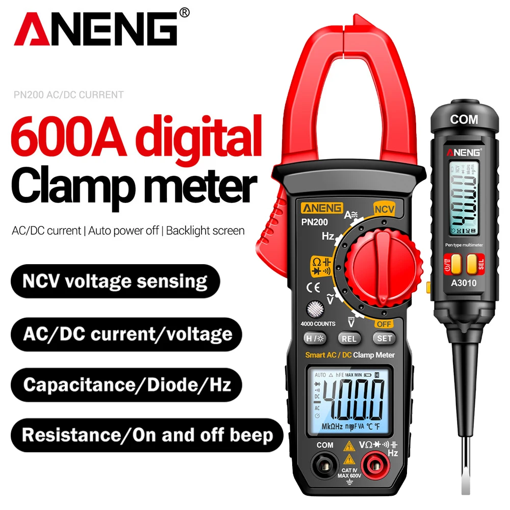 ANENG PN200 Multimeter Digital Clamp Meter DC/AC 600A Current Voltage+A3010 2 in1 Pen Type Multimeter Electrician Tester Tools
ANENG PN200 Multimeter Digital Clamp Meter DC/AC 600A Current Voltage+A3010 2 in1 Pen Type Multimeter Electrician Tester Tools