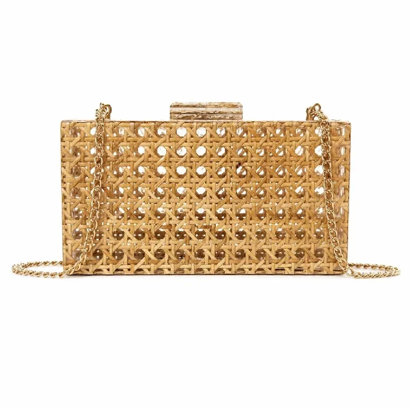 Woven Rattan Clutch Evening Bag, Hard Shell Chain Crossbody Purse, Long Rectangle Handbag For Beach Wedding Summer Party
Woven Rattan Clutch Evening Bag, Hard Shell Chain Crossbody Purse, Long Rectangle Handbag For Beach Wedding Summer Party