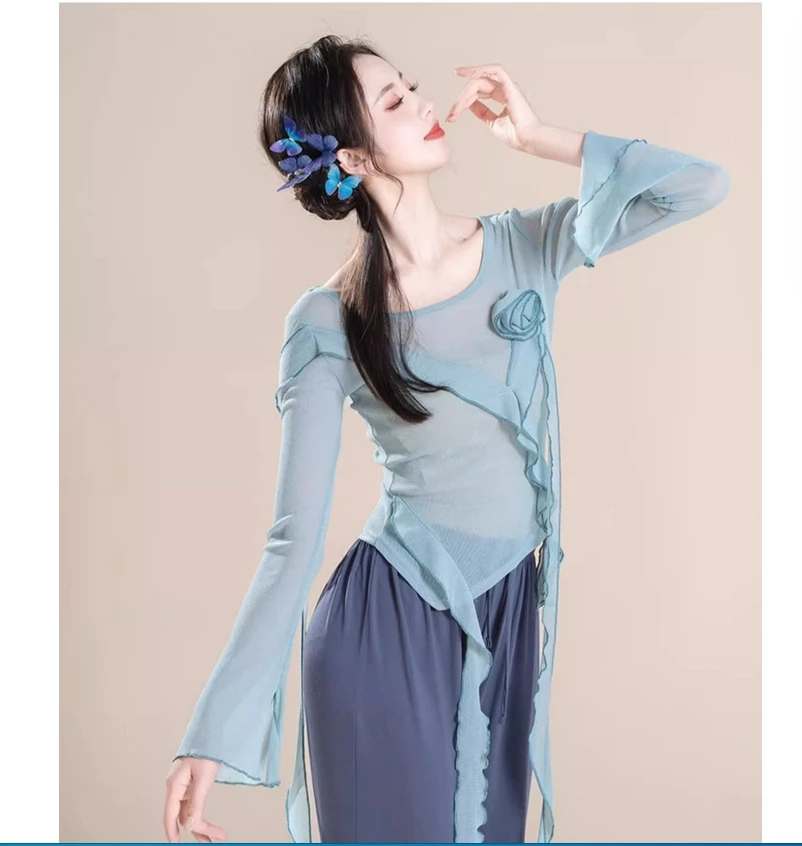 Girl's Body Rhyme Yarn Dress, Chinese Dance Modern Dance Practice Dress, Body Rhyme Body Shape, Mushroom Edge Top
Girl's Body Rhyme Yarn Dress, Chinese Dance Modern Dance Practice Dress, Body Rhyme Body Shape, Mushroom Edge Top