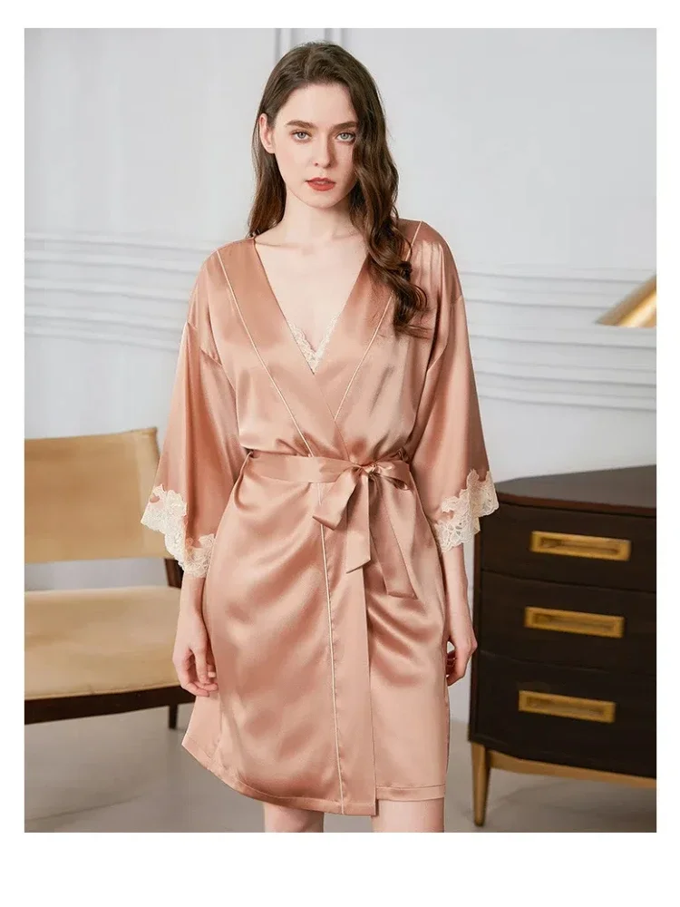 100% Mulberry Silk Nightgown Robe Set 2pcs Heavy Silk Lace Long Sleeve Belted Robe V Neck Slip Nightdress Two-Piece Homewear
100% Mulberry Silk Nightgown Robe Set 2pcs Heavy Silk Lace Long Sleeve Belted Robe V Neck Slip Nightdress Two-Piece Homewear