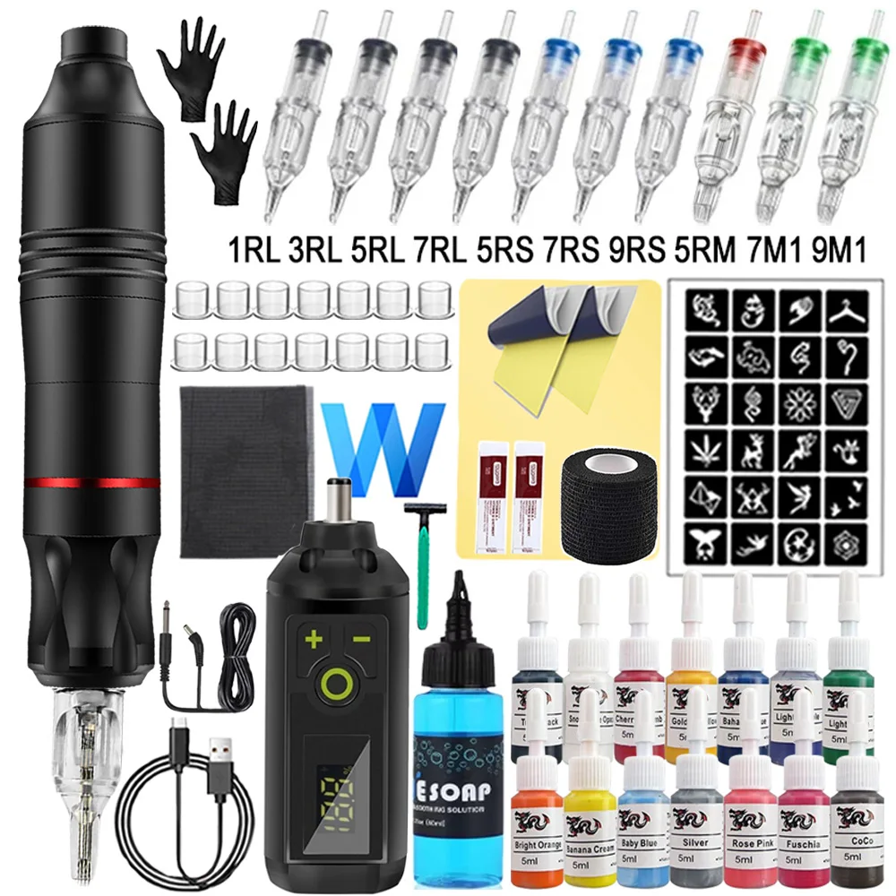 Wireless Tattoo Kit Rotary Tattoo Machine Mixed Tattoo Cartridge Needles Power Set Permanent Makeup Tools for Tattoo Artist
Wireless Tattoo Kit Rotary Tattoo Machine Mixed Tattoo Cartridge Needles Power Set Permanent Makeup Tools for Tattoo Artist