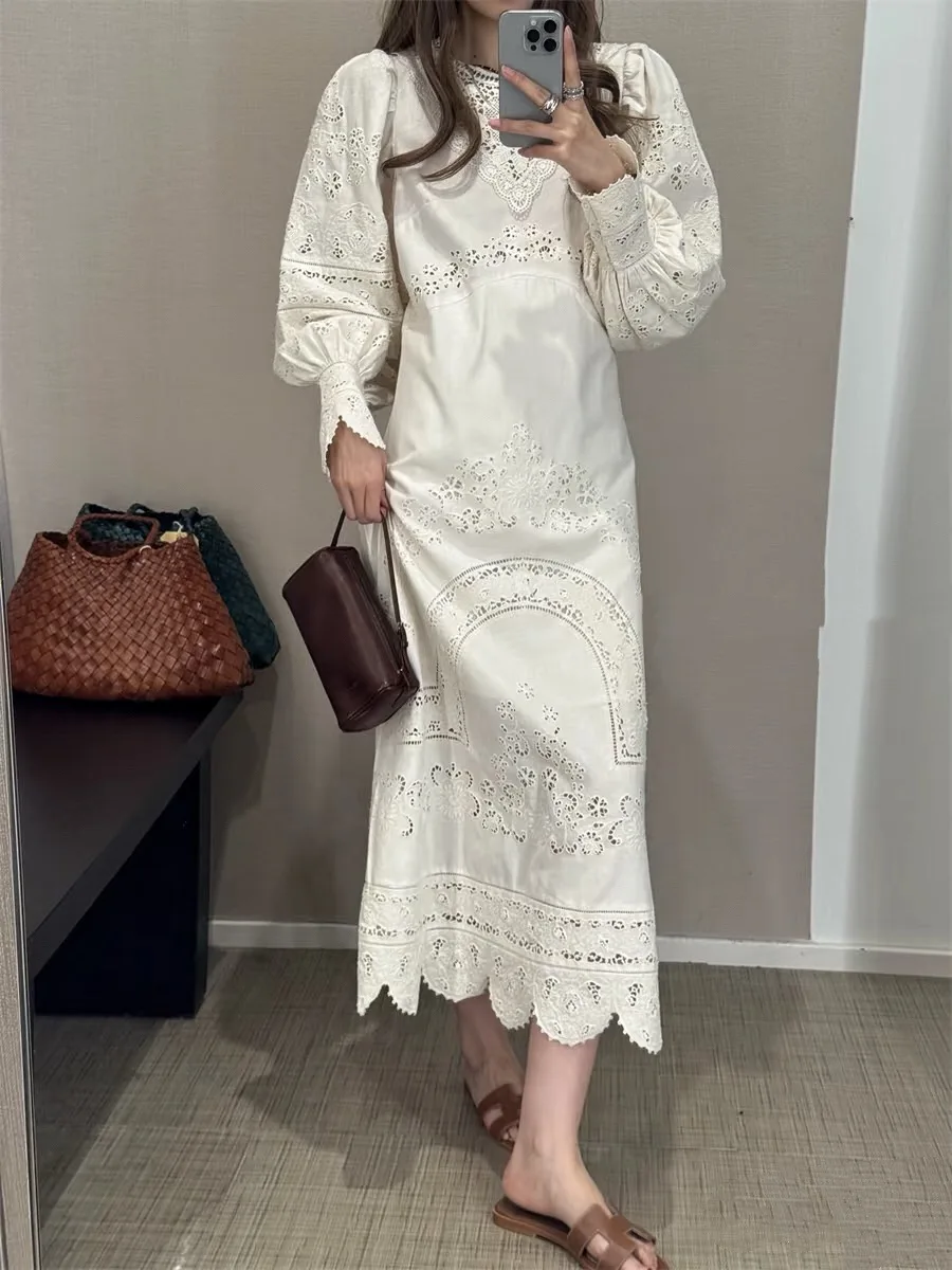 2026 Spring Women's White Dress Long Elegant Ladies Cotton Lace Dress Fashion Women's Embroidered Dress Long
2026 Spring Women's White Dress Long Elegant Ladies Cotton Lace Dress Fashion Women's Embroidered Dress Long