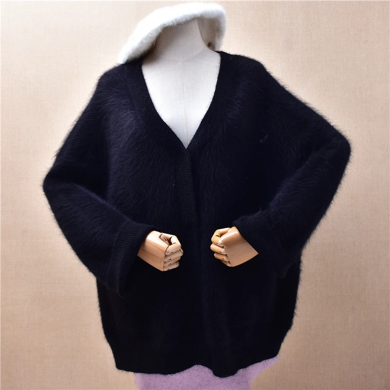 Women Mujer Autumn Winter Clothing Thick Warm Black Hairy Mink Cashmere Knitted V-Neck Long Sleeves Loose Cardigans Sweater Coat
Women Mujer Autumn Winter Clothing Thick Warm Black Hairy Mink Cashmere Knitted V-Neck Long Sleeves Loose Cardigans Sweater Coat