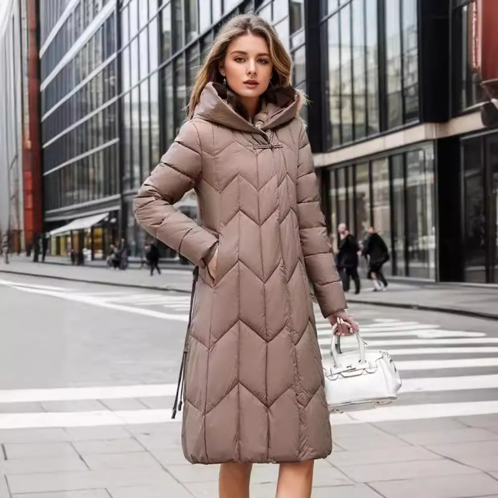 Women's Long Over-the-Knee Cotton-Padded Coat Solid Color Slim Fit Hooded Bread Coat Korean Style Fashionable Autumn Winter
Women's Long Over-the-Knee Cotton-Padded Coat Solid Color Slim Fit Hooded Bread Coat Korean Style Fashionable Autumn Winter