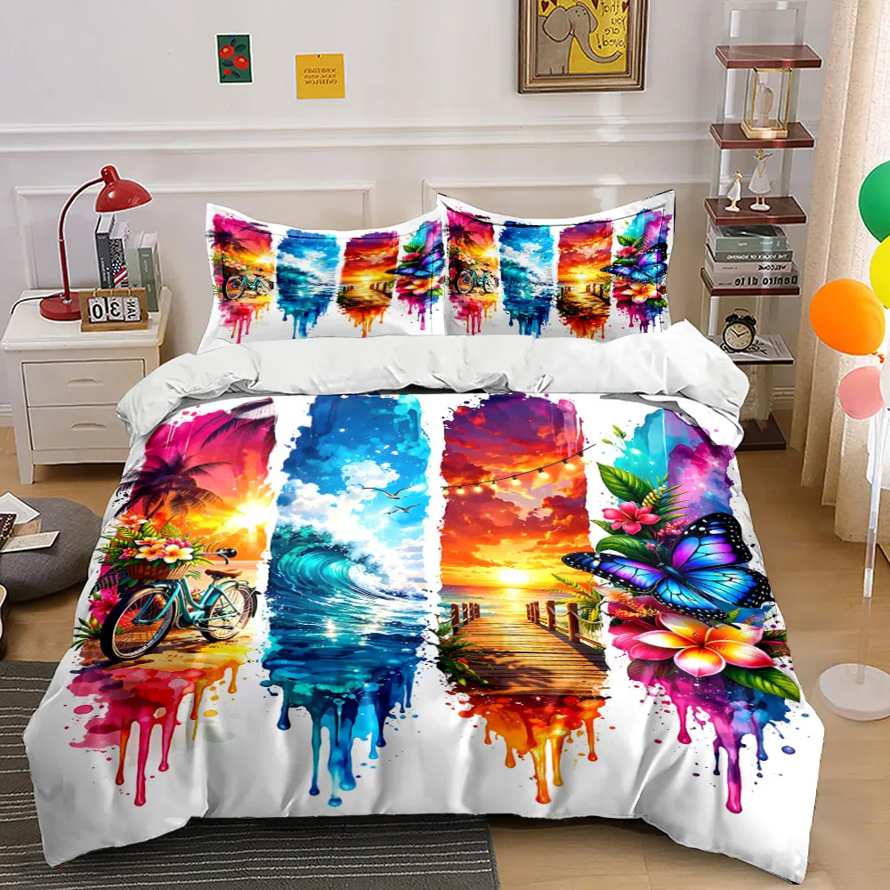 Tropical-themed colorful collage Duvet Cover Set with 3D Printing Design Soft Polyester Bedding Set All-Season Comfort
Tropical-themed colorful collage Duvet Cover Set with 3D Printing Design Soft Polyester Bedding Set All-Season Comfort