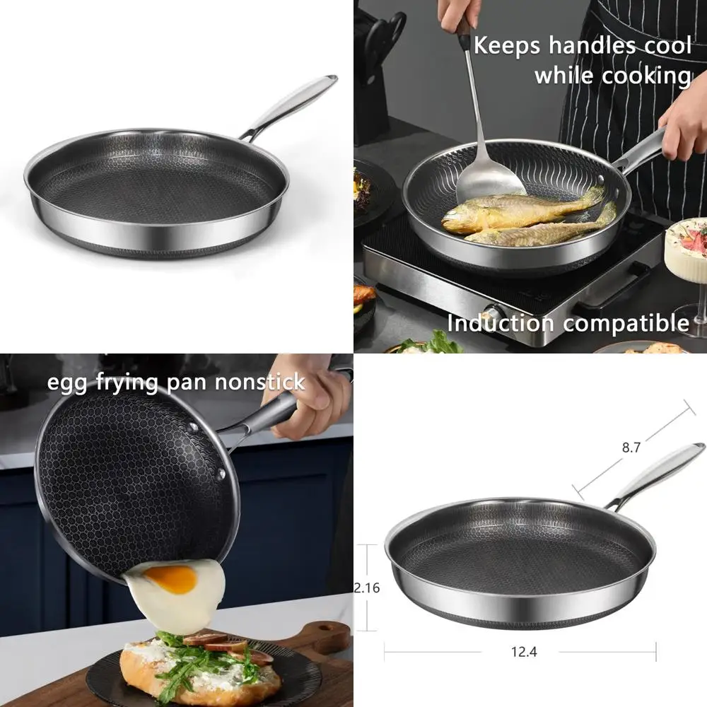 Сковорода из нержавеющей стали с антипригарным покрытием, 12,4 дюйма, без PFOA, легко чистится, подходит для индукционных варочных панелей, прохладная ручка, долговечная
Сковорода из нержавеющей стали с антипригарным покрытием, 12,4 дюйма, без PFOA, легко чистится, подходит для индукционных варочных панелей, прохладная ручка, долговечная