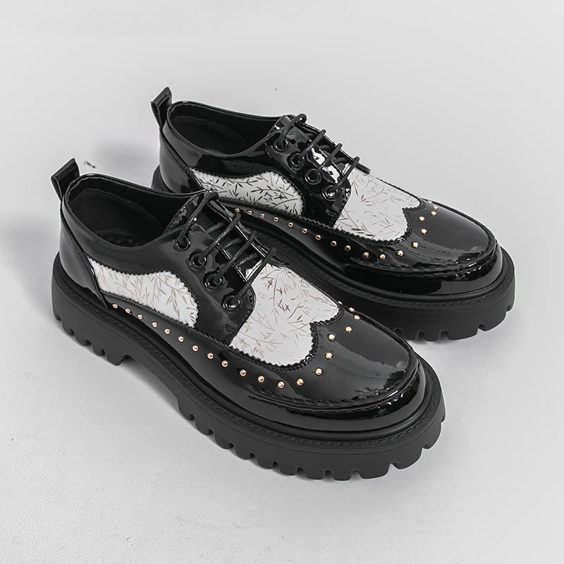 Big Size Men Thick Sole Dress Shoes Height Increase Patent Leather Rivet Bamboo Print Non-Slip Platform Wedding Business Oxfords
Big Size Men Thick Sole Dress Shoes Height Increase Patent Leather Rivet Bamboo Print Non-Slip Platform Wedding Business Oxfords