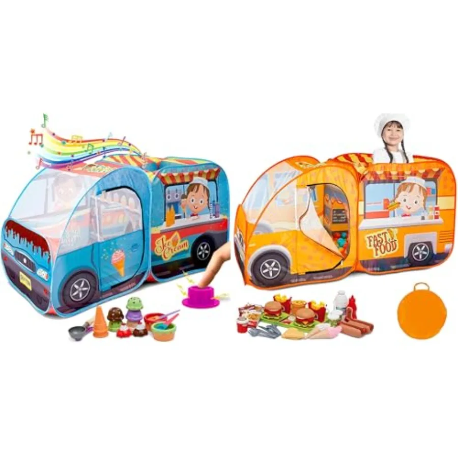 Food Truck Ice Cream Truck Play Tent Bundle - Pretend Play Toys with 68 Pc. Food Set Music Button - Indoor Outdoor Pop Up Playh
Food Truck Ice Cream Truck Play Tent Bundle - Pretend Play Toys with 68 Pc. Food Set Music Button - Indoor Outdoor Pop Up Playh