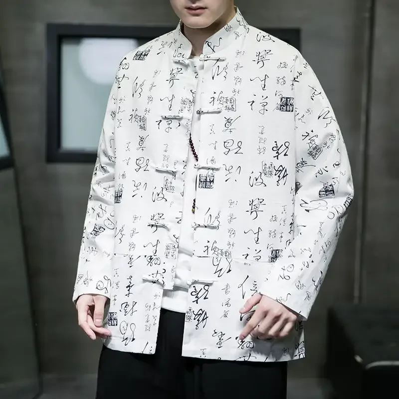 Autumn Chinese Style Cotton Linen Stand Collar Printed Long Sleeved Tang Suit Top Coat Fashion Chinese Jacket Men Plus Size 5XL
Autumn Chinese Style Cotton Linen Stand Collar Printed Long Sleeved Tang Suit Top Coat Fashion Chinese Jacket Men Plus Size 5XL