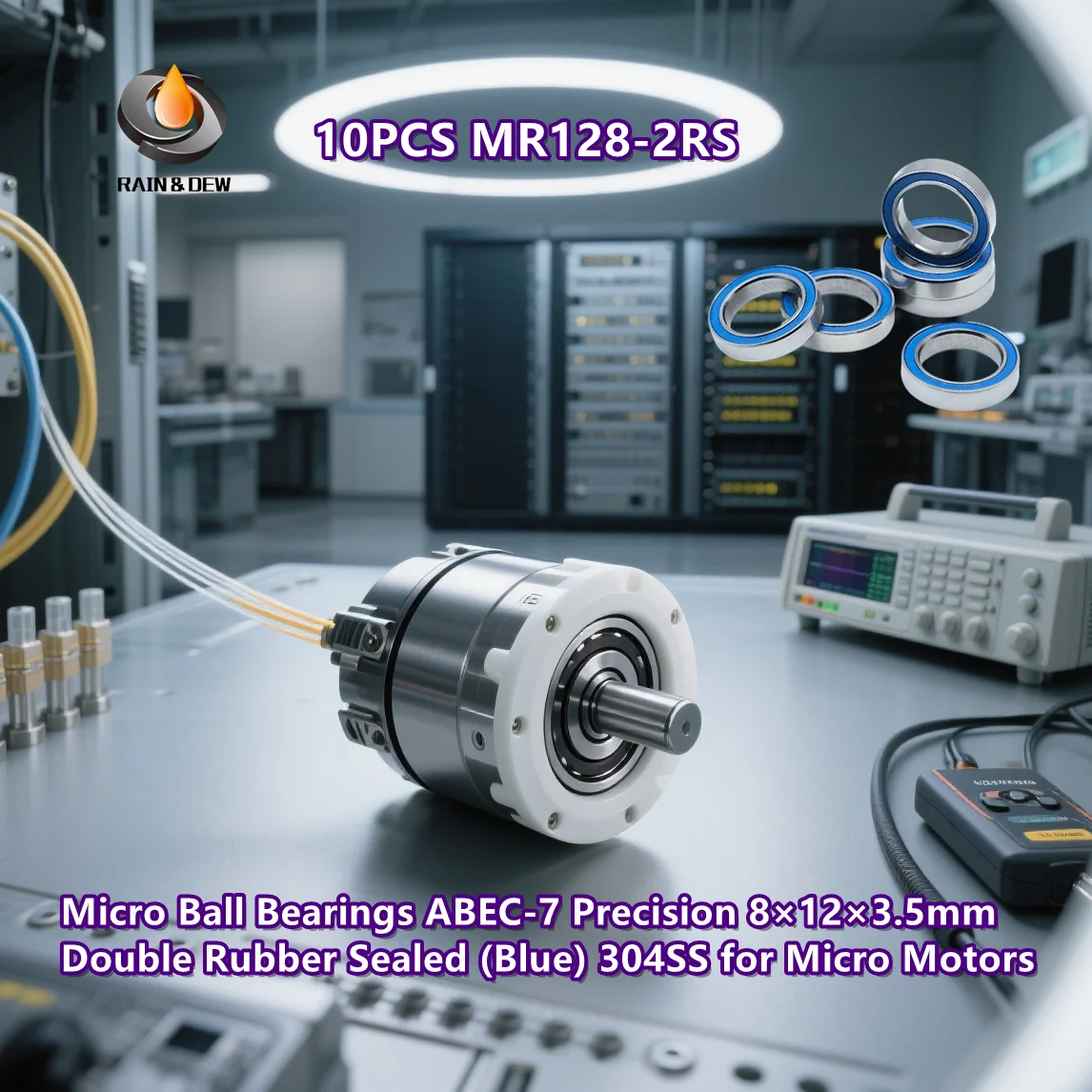 10 шт. MR128-2RS микро шарикоподшипники ABEC-7 прецизионные 8×12×3,5 мм с двойным резиновым уплотнением (синие) 304SS для микромоторов 
10 шт. MR128-2RS микро шарикоподшипники ABEC-7 прецизионные 8×12×3,5 мм с двойным резиновым уплотнением (синие) 304SS для микромоторов