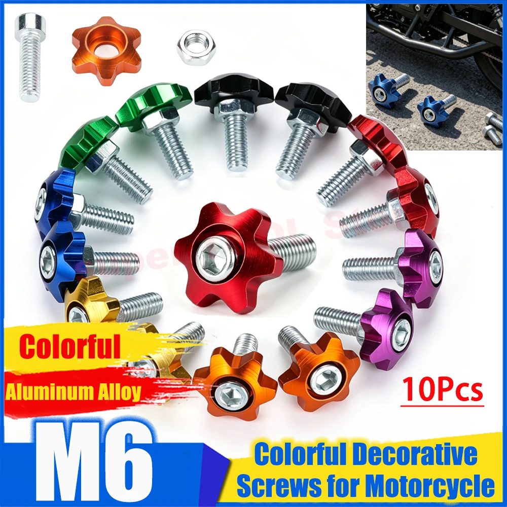 10Sets Colorful Aluminum Alloy Hex Star License Plate Bolts 6mm Stainless Steel Screws For Car Motorcycle Modification Fasteners
10Sets Colorful Aluminum Alloy Hex Star License Plate Bolts 6mm Stainless Steel Screws For Car Motorcycle Modification Fasteners
