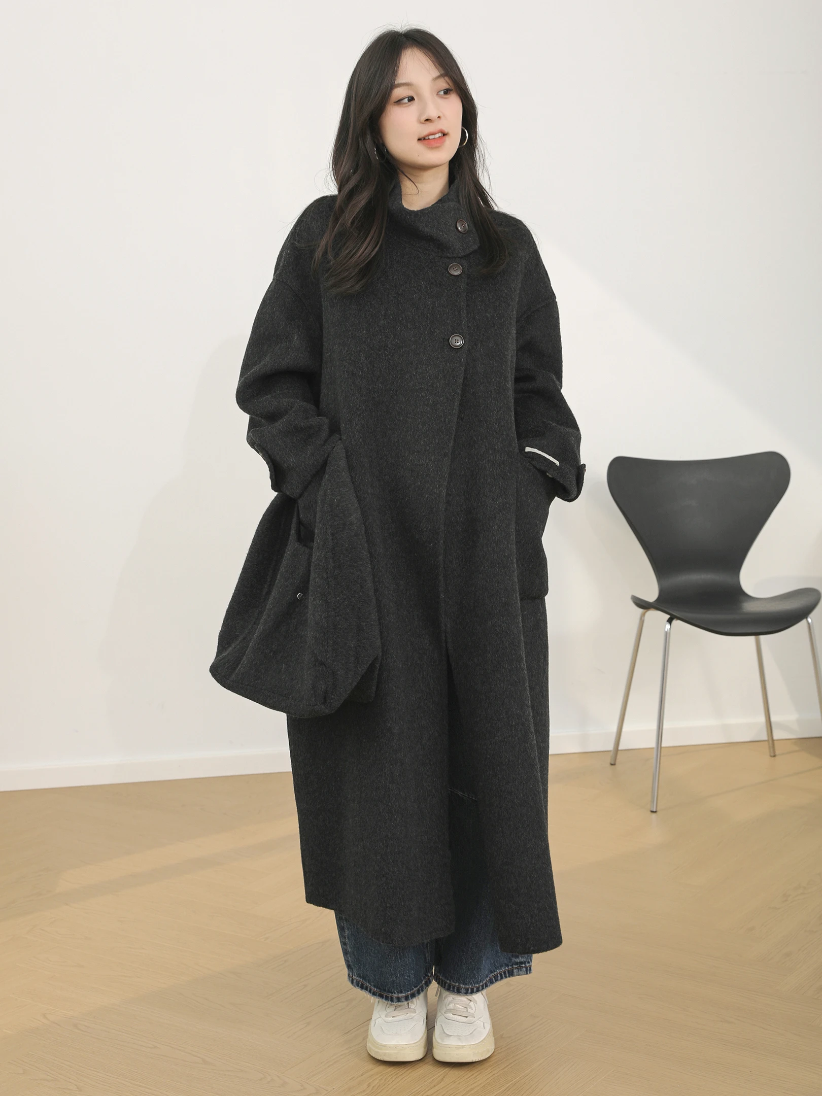 Sanmu Social Autumn Winter New Korean Sle Stand Collar mid Length Woolen Coat Loose Slimming Tweed Jaet Women's Faion
Sanmu Social Autumn Winter New Korean Sle Stand Collar mid Length Woolen Coat Loose Slimming Tweed Jaet Women's Faion