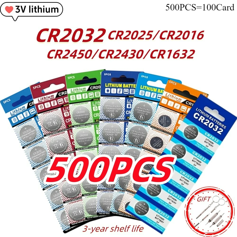 500 шт. CR2032 3 В литиевые батареи CR2025 CR2016 CR2450 CR2430 CR1632 CR1620 таблеточная батарея для часов, ключей, калькулятора
500 шт. CR2032 3 В литиевые батареи CR2025 CR2016 CR2450 CR2430 CR1632 CR1620 таблеточная батарея для часов, ключей, калькулятора