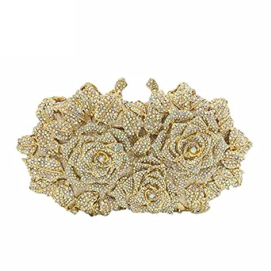 Evening bags for formal events, party and wedding; rhinestone-embellished floral clutch purse in crystal-accented design with m
Evening bags for formal events, party and wedding; rhinestone-embellished floral clutch purse in crystal-accented design with m
