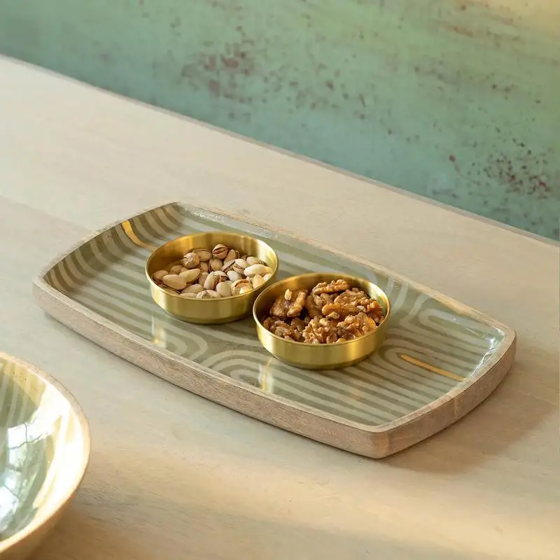 Small Wooden Platter Yellow Enamel Hand-Painted Striped Design 12.5 x 3 Inches
Small Wooden Platter Yellow Enamel Hand-Painted Striped Design 12.5 x 3 Inches