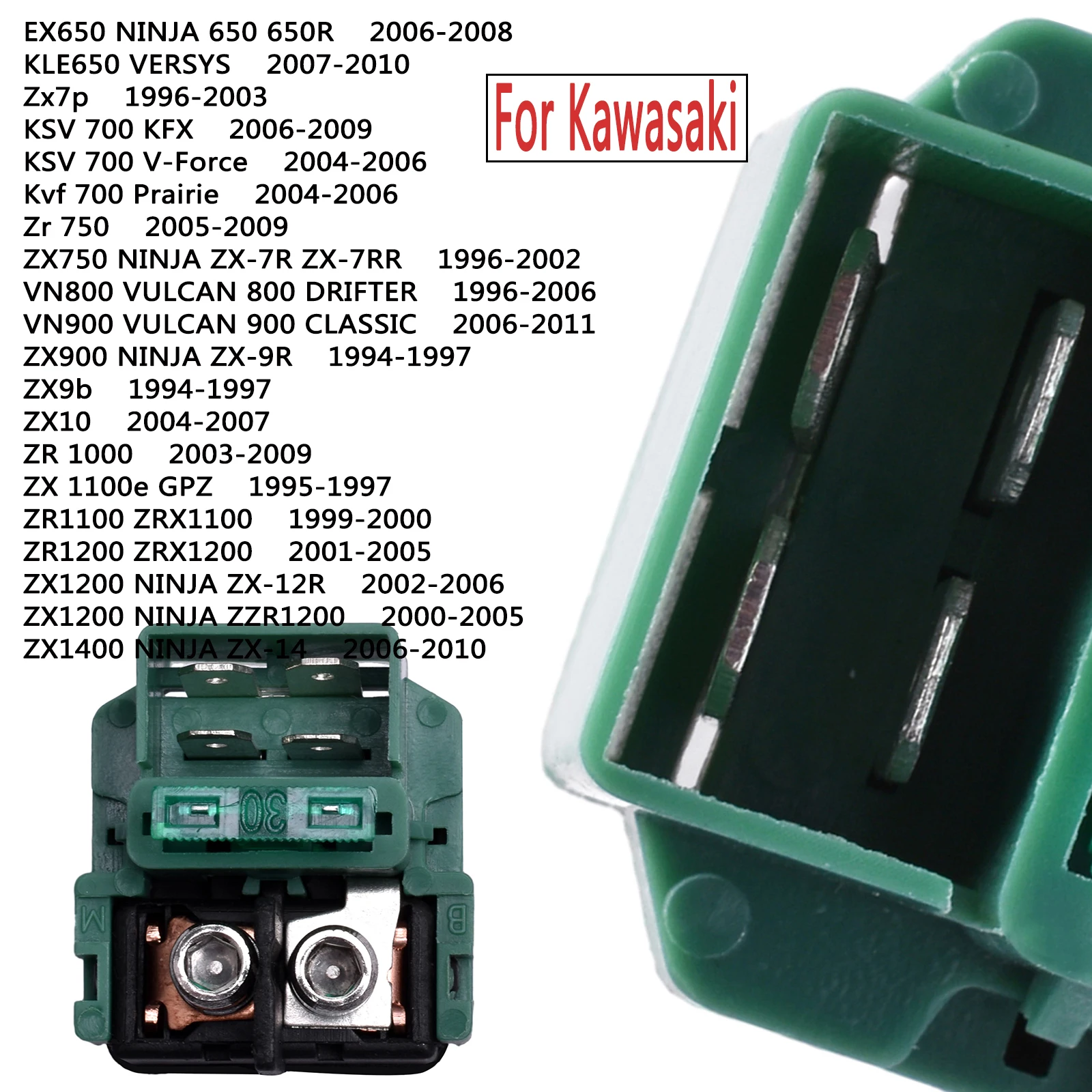 For Kawasaki EX650 NINJA 650 KLE650 ZX10 ZX-12R ZR1000 ZX1100 ZR1100 ZR1200 ZRX1200 Motorcycle Electrical Solenoid Starter Relay
For Kawasaki EX650 NINJA 650 KLE650 ZX10 ZX-12R ZR1000 ZX1100 ZR1100 ZR1200 ZRX1200 Motorcycle Electrical Solenoid Starter Relay