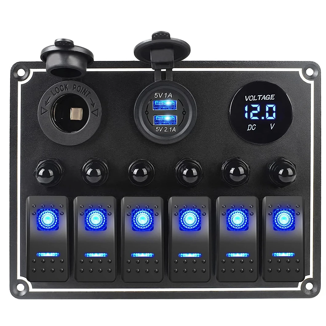 Multifunctional Rocker Switch Panel Dual LED ON-OFF Rocker Switch+Car cigarette Lighter+Dual USB Car Chager+Digital Voltmeter
Multifunctional Rocker Switch Panel Dual LED ON-OFF Rocker Switch+Car cigarette Lighter+Dual USB Car Chager+Digital Voltmeter