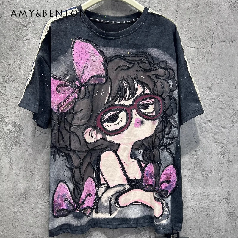 European Style Autumn Winter New Average Size Short Sleeved T-shirts Ladies Heavy Sequin Embroidery Creative Stylish O-Neck Top
European Style Autumn Winter New Average Size Short Sleeved T-shirts Ladies Heavy Sequin Embroidery Creative Stylish O-Neck Top