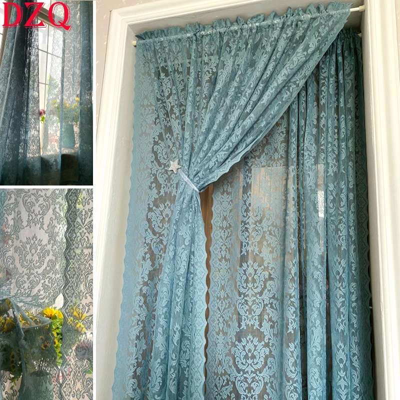 Elegant Hollow Lace Door Curtains for Roman Window Kitchen Vintag Blue Lace Tulle Curtains for Living Room Entrance Curtain A146
Elegant Hollow Lace Door Curtains for Roman Window Kitchen Vintag Blue Lace Tulle Curtains for Living Room Entrance Curtain A146