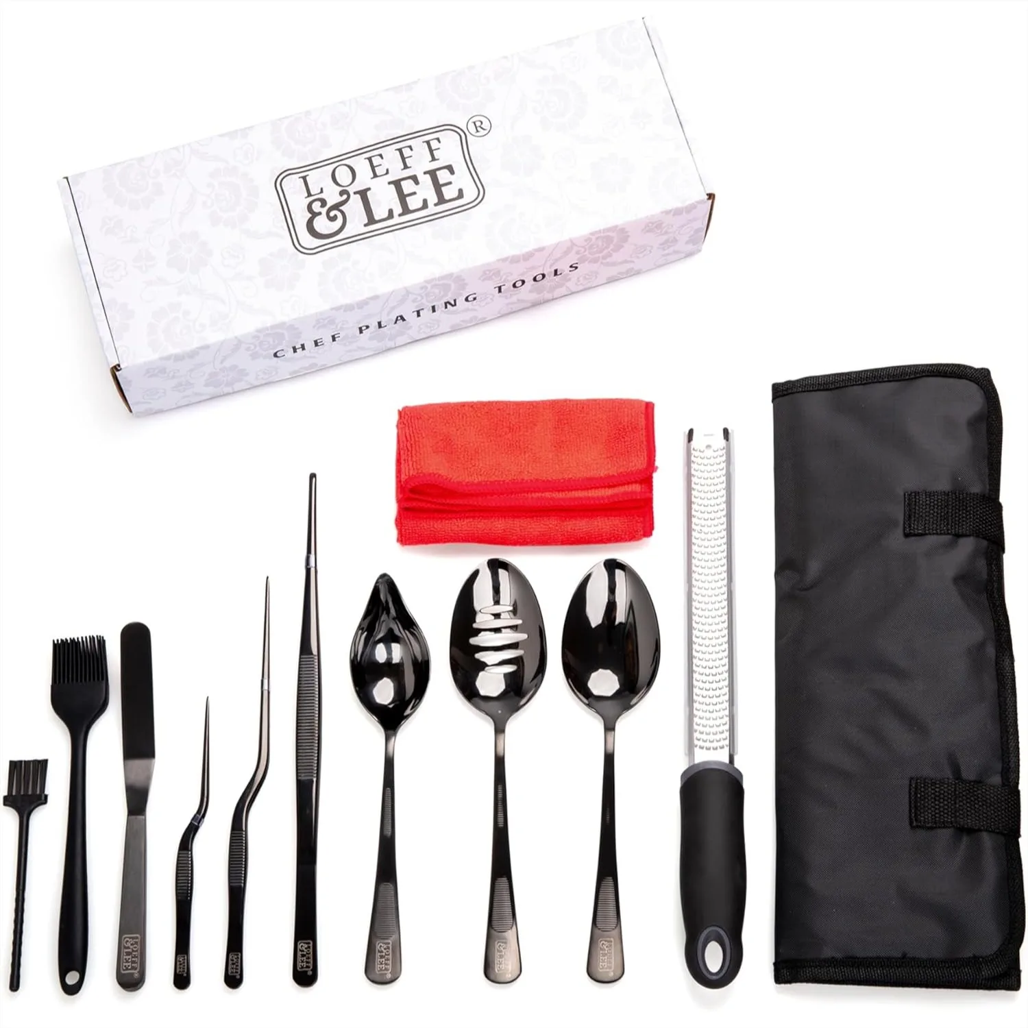 7 Pc Black Plating Tools Culinary Set - Professional Chef Utensils with Spoons, Tweezers & Spatula, Plus Zester and Basting
7 Pc Black Plating Tools Culinary Set - Professional Chef Utensils with Spoons, Tweezers & Spatula, Plus Zester and Basting