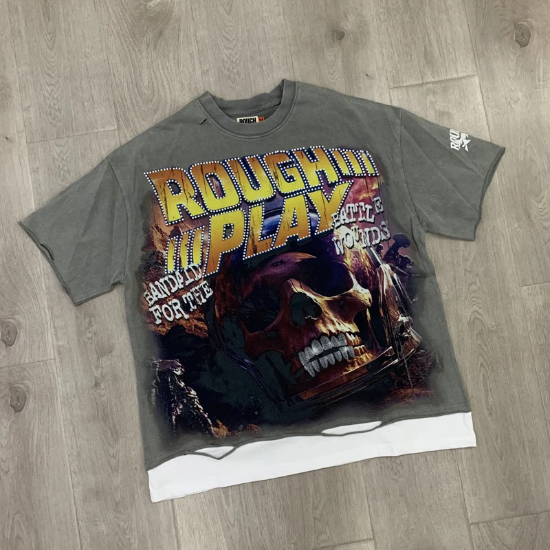 Уличная одежда в стиле ретро в стиле пэчворк, футболка RoughPlay, летняя футболка высокого качества, стирка, горячий ромбовидный логотип, футболки с принтом черепа ROUGHPLAY
Уличная одежда в стиле ретро в стиле пэчворк, футболка RoughPlay, летняя футболка высокого качества, стирка, горячий ромбовидный логотип, футболки с принтом черепа ROUGHPLAY