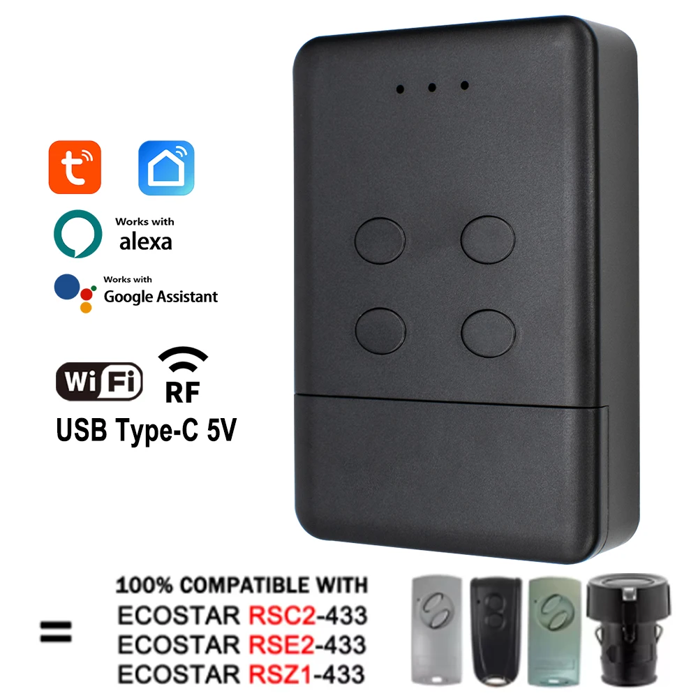 Wi-Fi Smart Tuya HORMANN ECOSTAR RSC2 RSE2 Tuya Smartlife APP Пульт дистанционного управления 433,92 МГц Передатчик RF + WIFI 2-в-1
Wi-Fi Smart Tuya HORMANN ECOSTAR RSC2 RSE2 Tuya Smartlife APP Пульт дистанционного управления 433,92 МГц Передатчик RF + WIFI 2-в-1