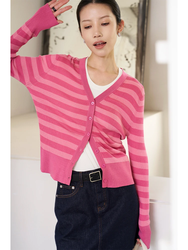 JXu Anti-Aging Soft Silky Long Sve V-Ne Slimming Pink Purple Striped Open Cardigan Comfortable Commute Sle Spring 2025
JXu Anti-Aging Soft Silky Long Sve V-Ne Slimming Pink Purple Striped Open Cardigan Comfortable Commute Sle Spring 2025