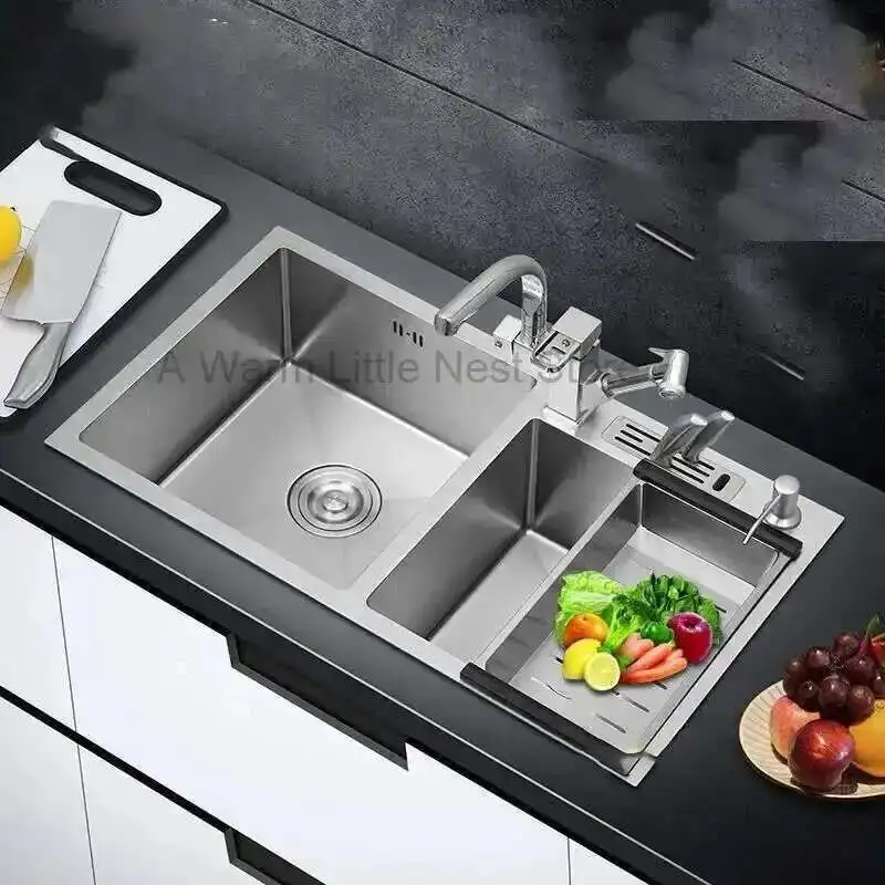 Thickened Kitchen Sinks Modern Stainless Steel Furniture Household Sink 304 Hand Double Trough Sinks Under Kitchen Sink
Thickened Kitchen Sinks Modern Stainless Steel Furniture Household Sink 304 Hand Double Trough Sinks Under Kitchen Sink