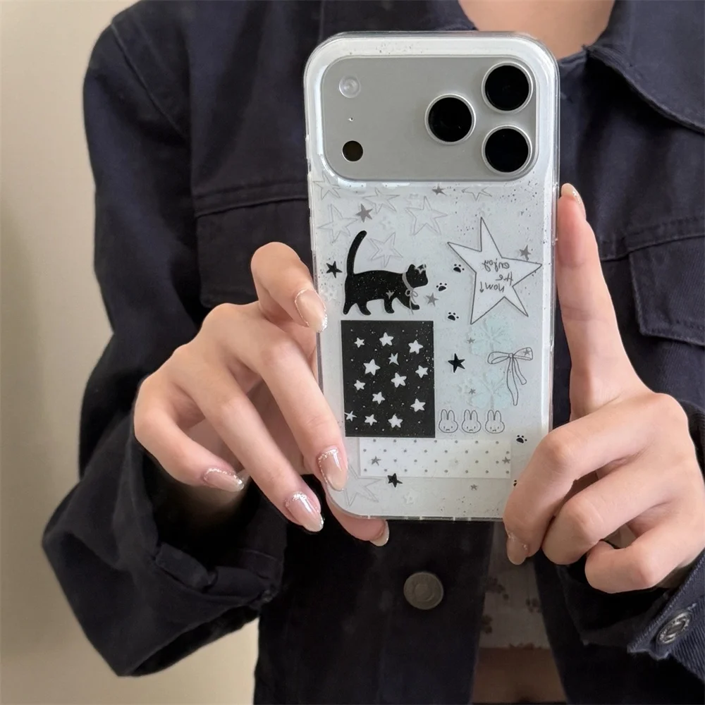 Korean INS Glitter Star Black Cat Cute Rabbit Phone Protective Case for iPhone 17 Air 16 Pro Max 15 14 13 Cover Shockproof Funda
Korean INS Glitter Star Black Cat Cute Rabbit Phone Protective Case for iPhone 17 Air 16 Pro Max 15 14 13 Cover Shockproof Funda