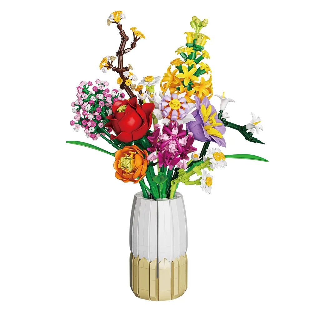 MOC Romantic Rose Daisy Lily Hyacinth Flower Bouquet Building Block Set Artificial Vase Echinacea Toys For Girl Birthday Gifts
MOC Romantic Rose Daisy Lily Hyacinth Flower Bouquet Building Block Set Artificial Vase Echinacea Toys For Girl Birthday Gifts