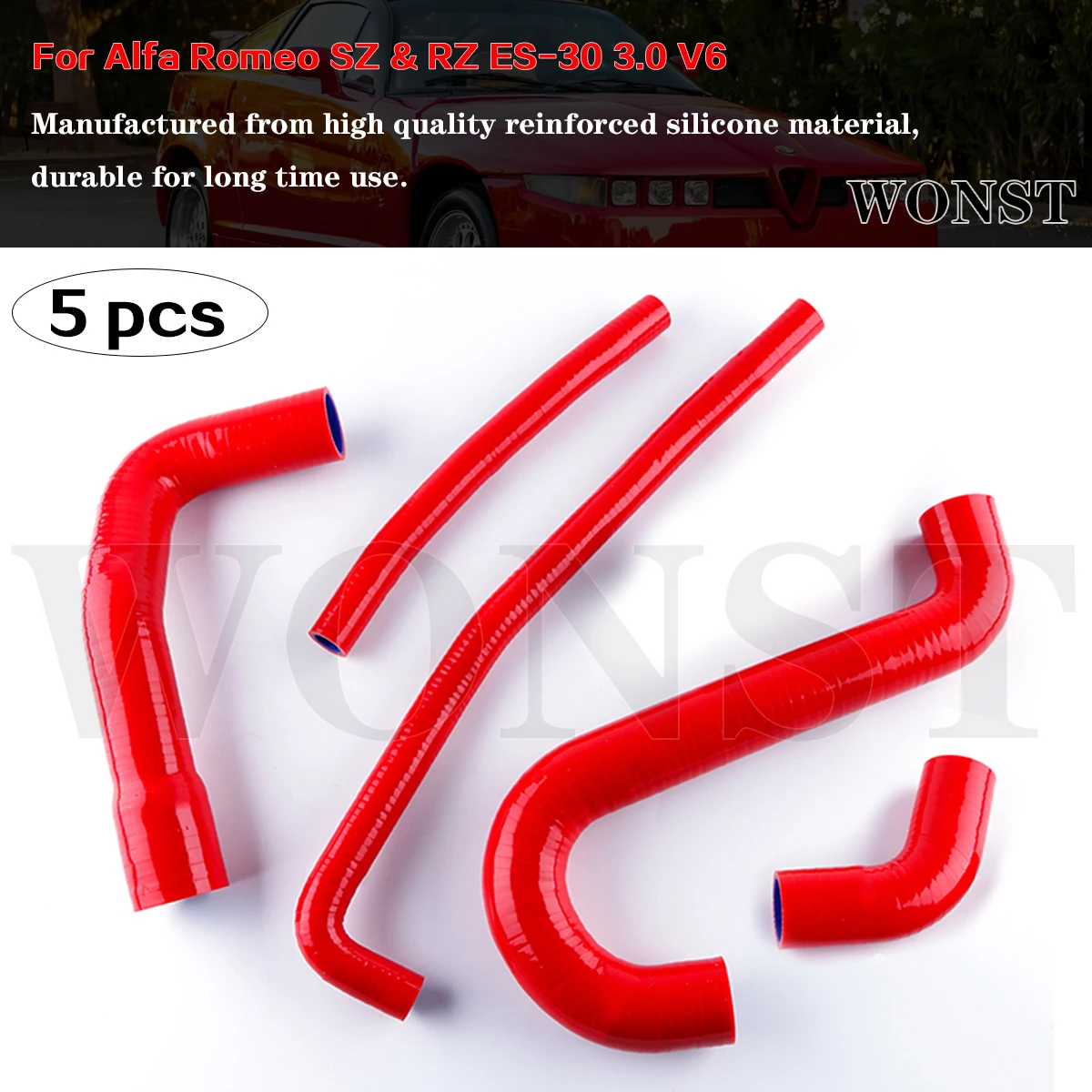 5Pcs For 1989 - 1993 Alfa Romeo SZ & RZ ES-30 3.0 V6 1989-1991 SZ/ 1992-1993 RZ Red Silicone Radiator Hoses Kits
5Pcs For 1989 - 1993 Alfa Romeo SZ & RZ ES-30 3.0 V6 1989-1991 SZ/ 1992-1993 RZ Red Silicone Radiator Hoses Kits